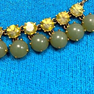 J.CREW necklace 9 half balls light green, 9 lighter green round stones.GUC